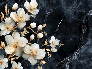 高精手绘黄金拉丝花卉