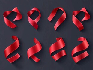 3d缠绕红色丝带