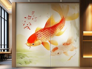 现代屏风鲤鱼图