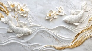 3d浮雕金鱼鲤鱼