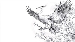 手绘仙鹤设计