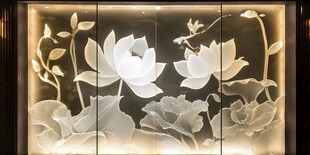 荷花艺术玻璃