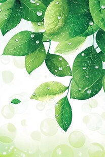 水珠绿叶环保素材