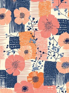 线条色块花卉