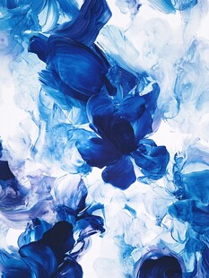 水墨抽象画窗帘蓝色