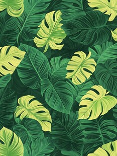 满版各色热带绿叶丛