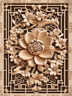 木雕精雕素材花纹