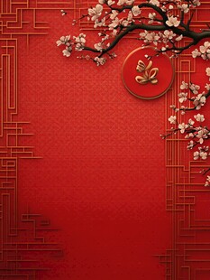 春节新年红色物料背景