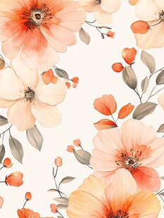 森系粉橙色花朵背景