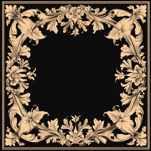 金色浮雕花纹边框