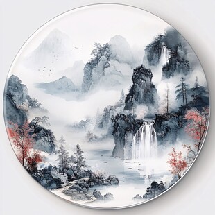 圆形山水装饰画