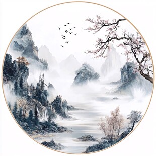 圆形山水装饰画背景