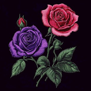 黑底玫瑰花图案