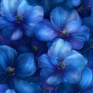 蓝色绚丽花朵
