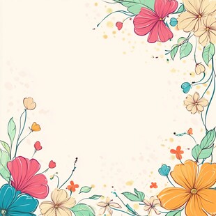 手绘彩色花背景海报