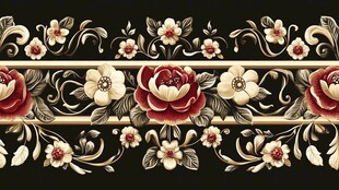 轻奢金色牡丹花线条