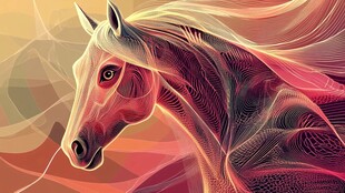 现代插画抽象马素材