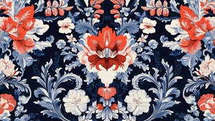 中式风格布料纹理花卉