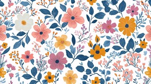 彩色民族风花草花卉