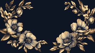 黄蓝色手绘花艺