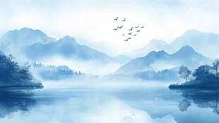 蓝色梦幻山水风情