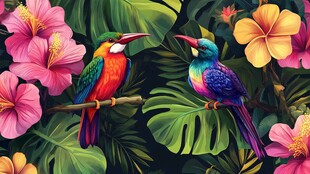 热带植物花鸟花型