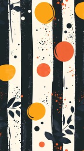 几何色块水墨线条