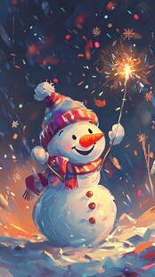 插画雪人