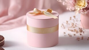 粉红色圆形喜糖盒