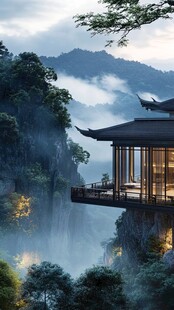 中式建筑禅意山水