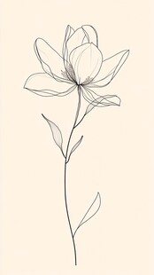 简约线描花