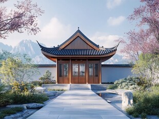 中式建筑禅意山水