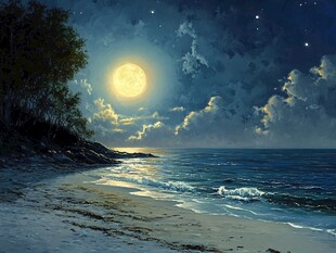 月夜油画