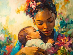 母亲节油画母亲节手绘