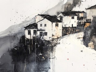 抽象装饰画江南水乡