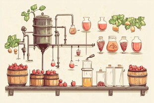 酿酒工艺插画