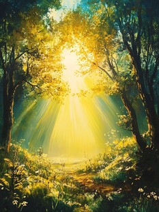 阳光晴朗风景插画