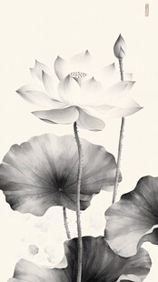 禅意荷花工笔荷花