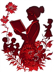 妇女剪影美女剪纸