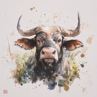手绘30牛装饰画