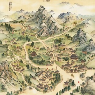 江南香山风景区插画