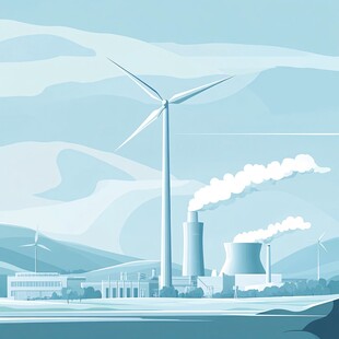 风力发电插画
