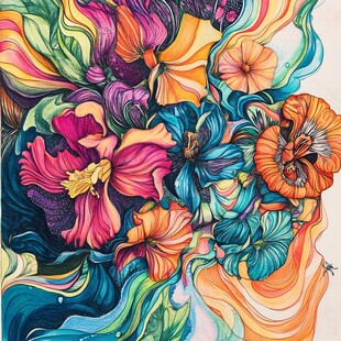 手绘创意百花壁纸