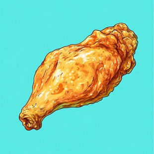 手绘大鸡腿插画