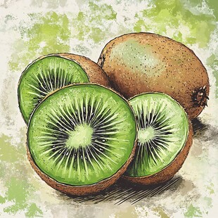 猕猴桃水果插画