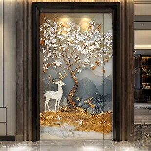 鹿与梅花树的艺术之门