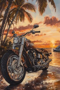 日落下的摩托车天堂