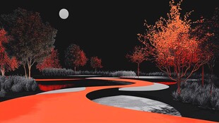 夜幕下的曲径幽径