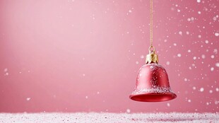 粉色圣诞铃铛 雪中飘荡