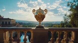 金色奖杯 城市背景